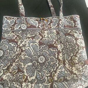 Vera Bradley Brown and Blue Shoulder Bag with Floral Design